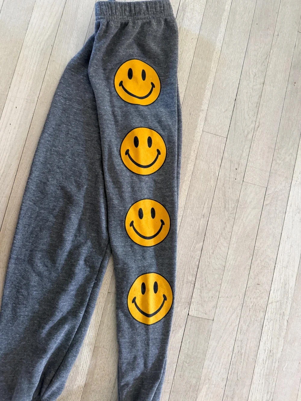 Aviator Nation Gray Sweatpants with Yellow Smiley Side Prints